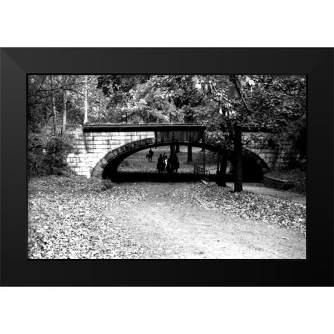 Central Park Horses Black Modern Wood Framed Art Print by Grey, Jace