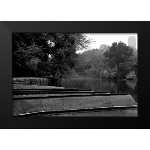 Central Park Row Boats II Black Modern Wood Framed Art Print by Grey, Jace