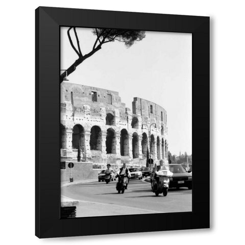 Colessium With Moped Rome Black Modern Wood Framed Art Print with Double Matting by Grey, Jace