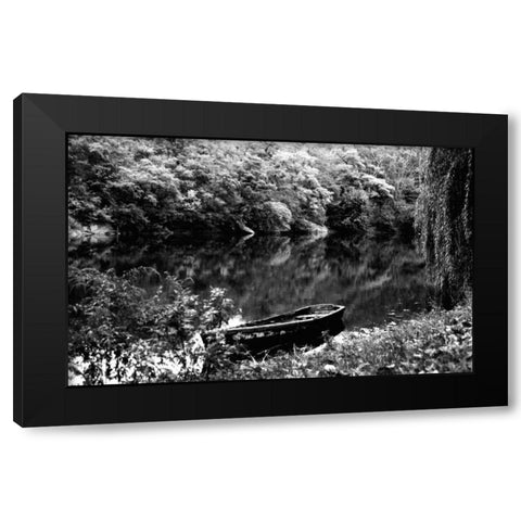 Central Park Rowboat Black Modern Wood Framed Art Print by Grey, Jace