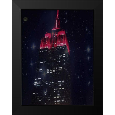 Starry Night In New York Black Modern Wood Framed Art Print by Shannon, Julie