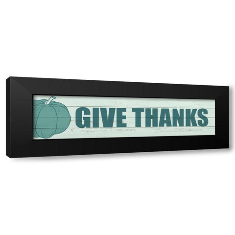 Give Thanks Pumpkin Black Modern Wood Framed Art Print with Double Matting by Kimberly, Allen