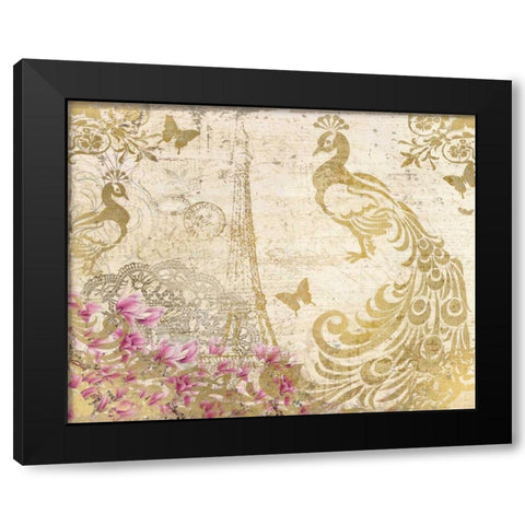 Peacock in Gold Black Modern Wood Framed Art Print with Double Matting by Allen, Kimberly