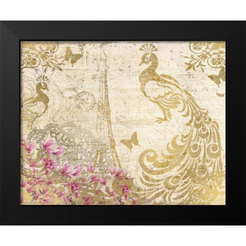 Peacock in Gold Black Modern Wood Framed Art Print by Allen, Kimberly