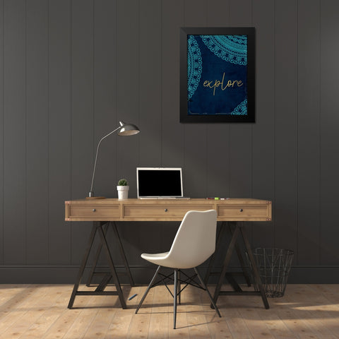 Lets Wander 4 Black Modern Wood Framed Art Print by Kimberly, Allen