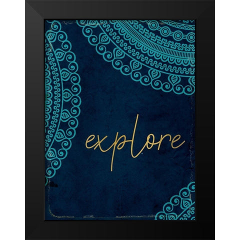 Lets Wander 4 Black Modern Wood Framed Art Print by Kimberly, Allen