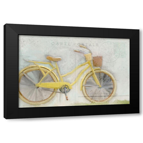 Yellow Bike Postale Black Modern Wood Framed Art Print by Kimberly, Allen