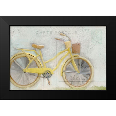Yellow Bike Postale Black Modern Wood Framed Art Print by Kimberly, Allen
