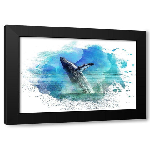 Splash 1 Black Modern Wood Framed Art Print with Double Matting by Kimberly, Allen