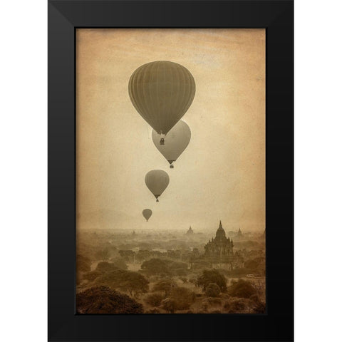 Hot Air Balloon Ride Black Modern Wood Framed Art Print by Kimberly, Allen