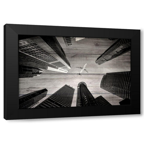 Over The City Black Modern Wood Framed Art Print by Kimberly, Allen