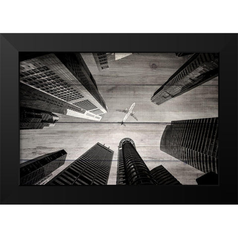 Over The City Black Modern Wood Framed Art Print by Kimberly, Allen