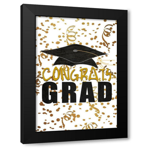 Congrats Grad Black Modern Wood Framed Art Print with Double Matting by Kimberly, Allen