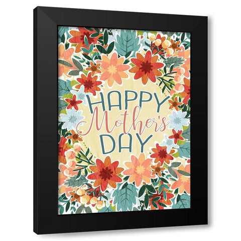 Happy Mothers Day Floral Black Modern Wood Framed Art Print with Double Matting by Kimberly, Allen