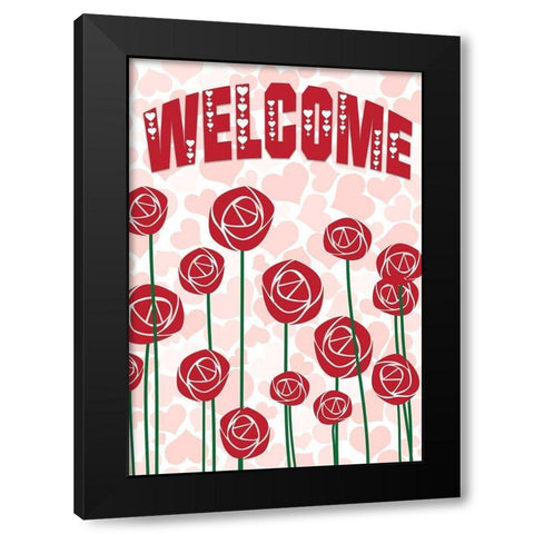 Welcome Roses Black Modern Wood Framed Art Print with Double Matting by Kimberly, Allen