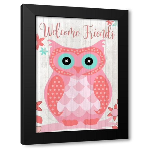 Welcome Owl Black Modern Wood Framed Art Print with Double Matting by Kimberly, Allen