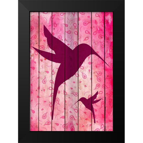 Hummingbird Pink Black Modern Wood Framed Art Print by Kimberly, Allen