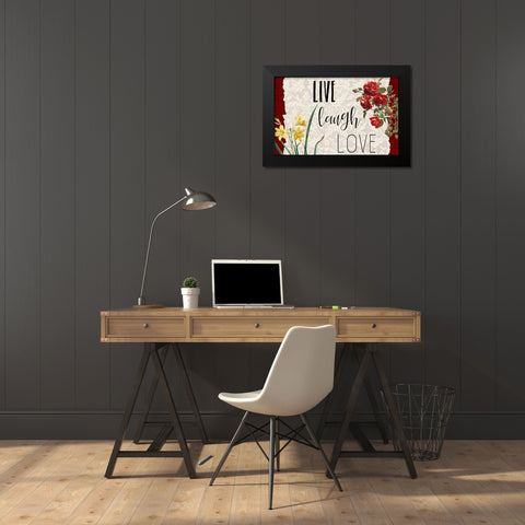 Live Laugh Love 1 Black Modern Wood Framed Art Print by Kimberly, Allen
