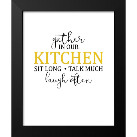 Gather in Our Kitchen Black Modern Wood Framed Art Print by Kimberly, Allen
