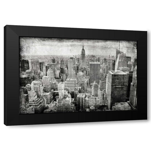 Manhattan Fom The Sky Black Modern Wood Framed Art Print with Double Matting by Allen, Kimberly