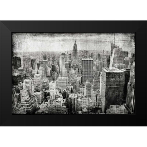 Manhattan Fom The Sky Black Modern Wood Framed Art Print by Allen, Kimberly