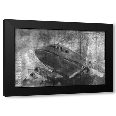 Vintage Airplane Black and White Black Modern Wood Framed Art Print by Allen, Kimberly