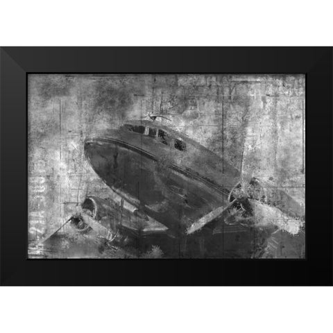 Vintage Airplane Black and White Black Modern Wood Framed Art Print by Allen, Kimberly