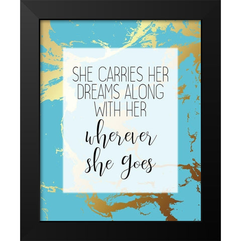Wherever She Goes Black Modern Wood Framed Art Print by Kimberly, Allen