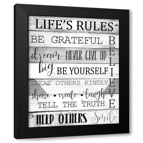 Lifes Rules Grey Black Modern Wood Framed Art Print with Double Matting by Kimberly, Allen