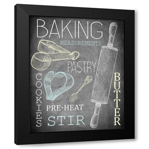 Lets Bake Black Modern Wood Framed Art Print by Kimberly, Allen