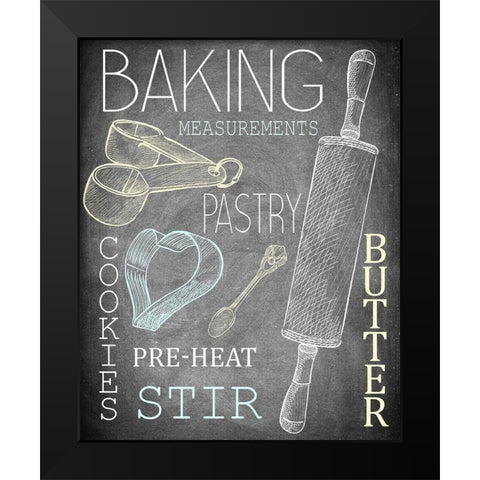 Lets Bake Black Modern Wood Framed Art Print by Kimberly, Allen