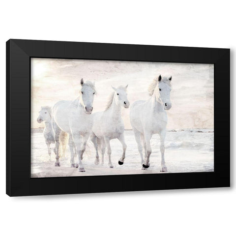 Beach Runners Black Modern Wood Framed Art Print with Double Matting by Allen, Kimberly