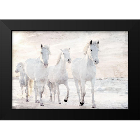 Beach Runners Black Modern Wood Framed Art Print by Allen, Kimberly