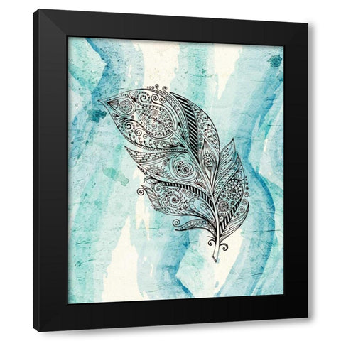 Henna Feather 1 Black Modern Wood Framed Art Print by Allen, Kimberly