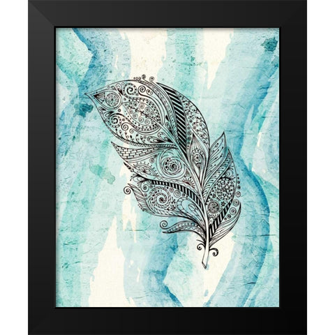 Henna Feather 1 Black Modern Wood Framed Art Print by Allen, Kimberly