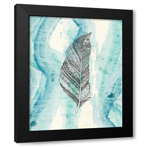 Henna Feather 2 Black Modern Wood Framed Art Print with Double Matting by Allen, Kimberly