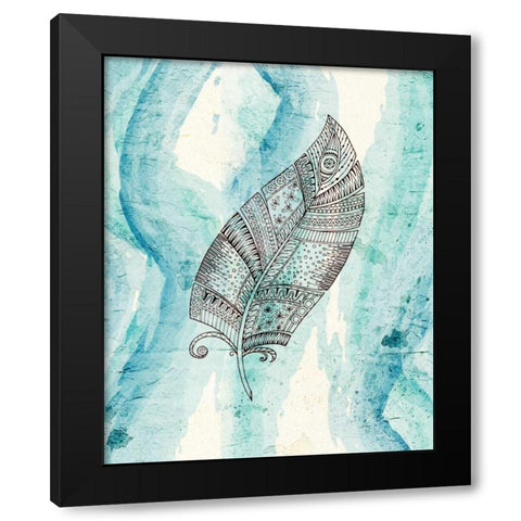 Henna Feather 3 Black Modern Wood Framed Art Print with Double Matting by Allen, Kimberly