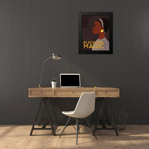 _Black Girl Magic Black Modern Wood Framed Art Print by Allen, Kimberly