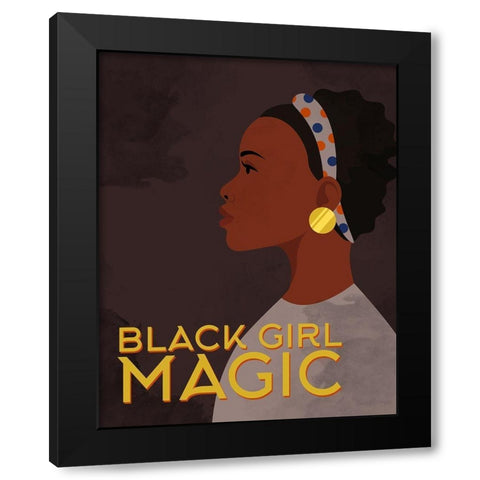 _Black Girl Magic Black Modern Wood Framed Art Print with Double Matting by Allen, Kimberly
