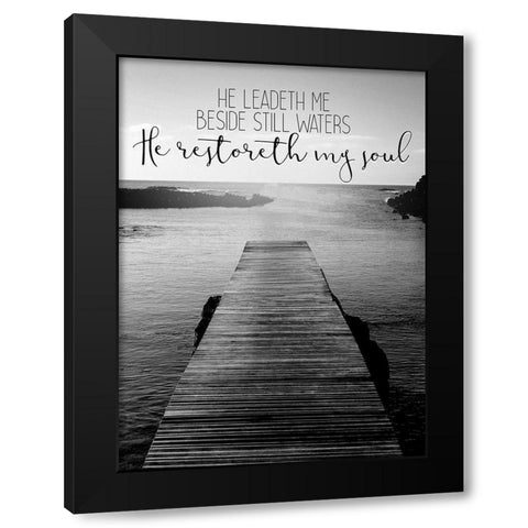 He Leadeth Me Black Modern Wood Framed Art Print with Double Matting by Allen, Kimberly