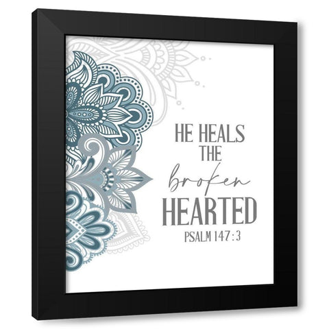 Broken Hearted Henna Black Modern Wood Framed Art Print by Allen, Kimberly