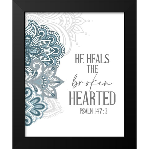 Broken Hearted Henna Black Modern Wood Framed Art Print by Allen, Kimberly