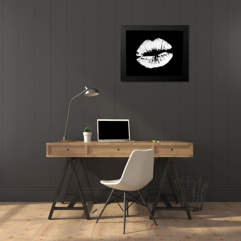 White Lips Black Modern Wood Framed Art Print by Allen, Kimberly