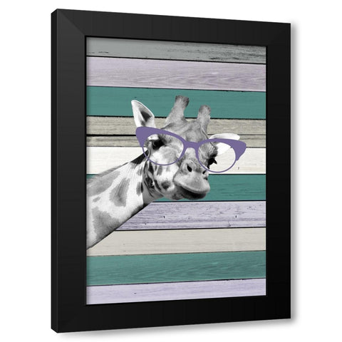 Giraffes Glasses 1 Black Modern Wood Framed Art Print with Double Matting by Allen, Kimberly