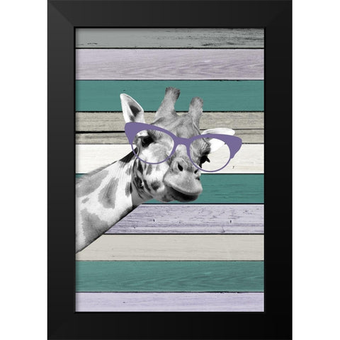 Giraffes Glasses 1 Black Modern Wood Framed Art Print by Allen, Kimberly