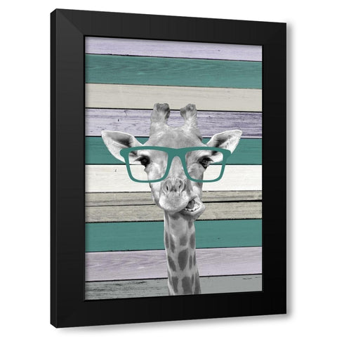 Giraffes Glasses 2 Black Modern Wood Framed Art Print with Double Matting by Allen, Kimberly
