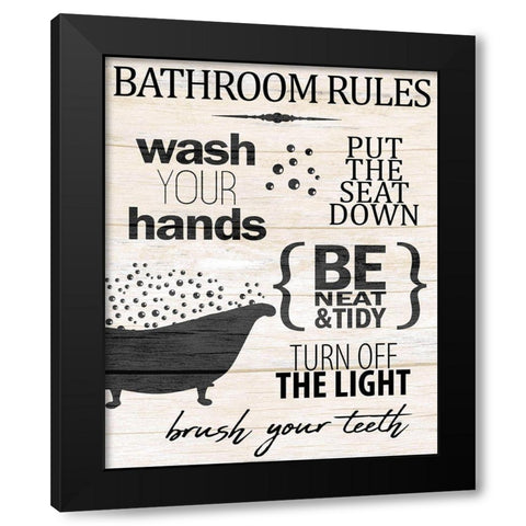 Bath Rules 2 Black Modern Wood Framed Art Print with Double Matting by Allen, Kimberly