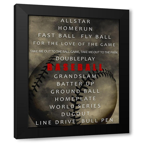 Baseball Black Modern Wood Framed Art Print by Allen, Kimberly