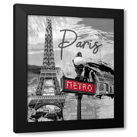 Paris Metro Black Modern Wood Framed Art Print with Double Matting by Allen, Kimberly