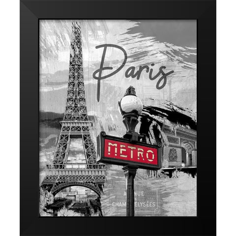 Paris Metro Black Modern Wood Framed Art Print by Allen, Kimberly